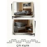 Renazzo Mobilya Alaz Dikey Çizgili Başlıklı Masif Doğal Ahşap Karyola ve 2 Adet Komodin Seti - Ceviz - 120 x 200 cm