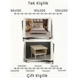 Renazzo Mobilya Alaz Dikey Çizgili Başlıklı Masif Doğal Ahşap Karyola ve 2 Adet Komodin Seti - Vernikli - 120 x 200 cm