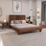 Renazzo Mobilya Alaz Model Ceviz Renk Çam Ahşap Dikey 140x190 cm Karyola