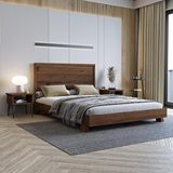 Renazzo Mobilya Alaz Model Ceviz Renk Çam Ahşap Yatay 180x200 cm Karyola