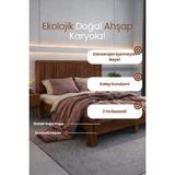 Renazzo Mobilya Alaz Model Dikey Başlıklı Masif Ahşap Karyola Kolay Kurulum Fırınlanmış İthal Sibirya Çamı 120x200 Yatak Uyumlu - Ceviz Renk - 120 x 200 cm