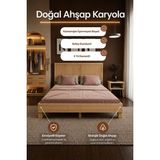 Renazzo Mobilya Alaz Model Dikey Başlıklı Masif Ahşap Karyola Kolay Kurulum Fırınlanmış Ithal Sibirya Çamı 90X190 Yatak Uyumlu - Doğal - 90 x 190 cm