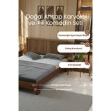 Renazzo Mobilya Alaz Model Dikey Başlıklı Masif Ahşap Karyola ve 2 Adet Komodin Kolay Kurulum Fırınlanmış Ithal Sibirya Çamı 120X200 Yatak Uyumlu 2 Adet Komodin - Ceviz - 120 x 200 cm