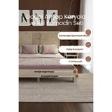 Renazzo Mobilya Alaz Model Dikey Başlıklı Masif Ahşap Karyola ve 2 Adet Komodin Kolay Kurulum Fırınlanmış Ithal Sibirya Çamı 150X200 Yatak Uyumlu 2 Adet Komodin - Vernikli - 150 x 200 cm