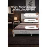 Renazzo Mobilya Alaz Model Dikey Başlıklı Masif Ahşap Karyola ve 2 Adet Komodin Kolay Kurulum Fırınlanmış Ithal Sibirya Çamı 180X200 Yatak Uyumlu 2 Adet Komodin - Beyaz - 180 x 200 cm