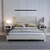 Renazzo Mobilya Alaz Model Vernikli Çam Ahşap Karyola Ve İki Komodin Set ( Yatay ) 100x200 cm