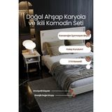 Renazzo Mobilya Alaz Model Yatay Başlıklı Masif Ahşap Karyola ve 2 Adet Komodin Kolay Kurulum Fırınlanmış Ithal Sibirya Çamı 100X200 Yatak Uyumlu 2 Adet Komodin - Vernikli - 100 x 200 cm