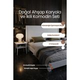 Renazzo Mobilya Alaz Model Yatay Başlıklı Masif Ahşap Karyola ve 2 Adet Komodin Kolay Kurulum Fırınlanmış Ithal Sibirya Çamı 90X200 Yatak Uyumlu 2 Adet Komodin - Beyaz - 90 x 200 cm