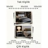 Renazzo Mobilya Alaz Yatay Başlıklı Masif Doğal Ahşap Karyola ve 2 Adet Komodin Seti - Beyaz - 120 x 200 cm