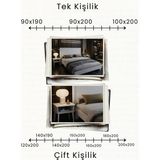 Renazzo Mobilya Alaz Yatay Başlıklı Masif Doğal Ahşap Karyola ve 2 Adet Komodin Seti - Beyaz - 150 x 200 cm