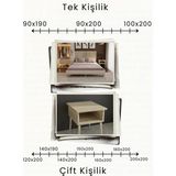 Renazzo Mobilya Alaz Yatay Başlıklı Masif Doğal Ahşap Karyola ve 2 Adet Komodin Seti - Ceviz - 90 x 190 cm