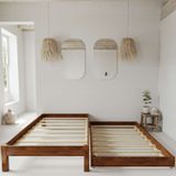 Renazzo Mobilya Canvas Model 100x200 cm Yavrulu Ceviz Renk Çam Ahşap Karyola