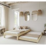 Renazzo Mobilya Canvas Model 100x200 cm Yavrulu Doğal Çam Ahşap Karyola
