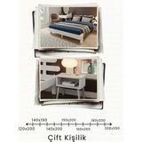Renazzo Mobilya Damla 2'li Başlıklı Doğal Masif Ahşap Karyola ve 2 Adet Komodin Seti - Beyaz - 140 x 190 cm