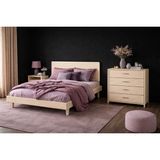 Renazzo Mobilya Ebruli Masif Çam Yatak Odası Takımı - 2 Kapaklı Gardırop, Şifonyer, Karyola ve 2 Komodin Full Set - Doğal - 180 x 200 cm