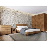 Renazzo Mobilya Ebruli Masif Çam Yatak Odası Takımı - 4 Kapaklı Gardırop, Şifonyer, Karyola ve 2 Komodin Full Set - Ceviz - 120 x 200 cm