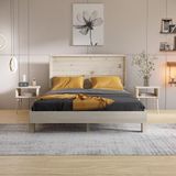 Renazzo Mobilya Ebruli Model 200x200 cm Doğal Çam Ahşap Karyola