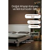 Renazzo Mobilya Ebruli Model Dikey Başlıklı Masif Ahşap Karyola ve 2 Adet Komodin Kolay Kurulum Fırınlanmış Ithal Sibirya Çamı 90X200 Yatak Uyumlu 2 Adet Komodin - Beyaz - 90 x 200 cm