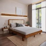 Renazzo Mobilya Hazeran 100x200 cm Lilyum Model Ceviz Vernikli Ahşap Karyola