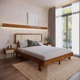 Renazzo Mobilya Hazeran 140x190 cm Lilyum Model Ceviz Vernikli Ahşap Karyola
