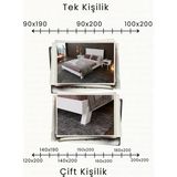 Renazzo Mobilya Hüma Dikey Çizgili Başlıklı Ahşap Karyola - Ceviz - 120 x 200 cm