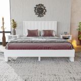 Renazzo Mobilya Hüma Model Beyaz Renk Çam Ahşap Karyola Ve İki Komodin Set ( Dikey ) 120x200 cm