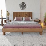 Renazzo Mobilya Hüma Model Ceviz Renk Çam Ahşap Karyola ( Dikey ) 120x200 cm