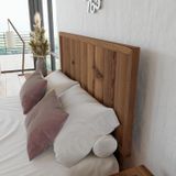 Renazzo Mobilya Hüma Model Ceviz Renk Çam Ahşap Karyola Ve İki Komodin Set ( Dikey ) 120x200 cm