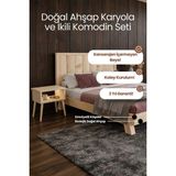 Renazzo Mobilya Hüma Model Dikey Başlıklı Masif Ahşap Karyola ve 2 Adet Komodin Kolay Kurulum Fırınlanmış Ithal Sibirya Çamı 180X200 Yatak Uyumlu 2 Adet Komodin - Vernikli - 180 x 200 cm