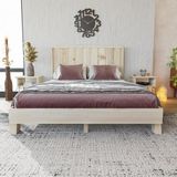 Renazzo Mobilya Hüma Model Doğal Çam Ahşap Dikey 200x200 cm Karyola