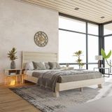Renazzo Mobilya Hüma Model Vernikli Çam Ahşap Karyola Ve İki Komodin Set ( Yatay ) 120x200 cm