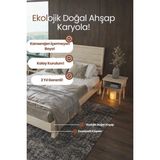Renazzo Mobilya Hüma Model Yatay Başlıklı Masif Ahşap Karyola Kolay Kurulum Fırınlanmış Ithal Sibirya Çamı 140X200 Yatak Uyumlu - Doğal - 140 x 200 cm