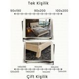 Renazzo Mobilya Hüma Yatay Çizgili Başlıklı Ahşap Karyola - Beyaz - 120 x 200 cm