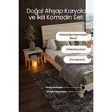Renazzo Mobilya Hüma Yatay Çizgili Başlıklı Masif Çam Karyola Ve 2 Adet Komodin Seti Vernikli