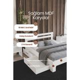 Renazzo Mobilya Letto 2 Çekmeceli Tek Kişilik Mdf Karyola - Beyaz - 100 x 200 cm