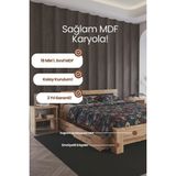 Renazzo Mobilya Letto 4 Çekmeceli Modern Karyola - 1. Sınıf 18 mm Mdf ve Tekerlekli Geniş Depolama Alanlı Karyola - 140 x 190 cm