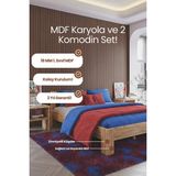 Renazzo Mobilya Letto Çift Kişilik Mdf Karyola ve 2 Komodinli Set - 120 x 200 cm