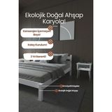 Renazzo Mobilya Letto Masif Ahşap Karyola - Ceviz - 200 x 200 cm