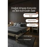 Renazzo Mobilya Letto Masif Çam Karyola ve 2 Adet Komodin Seti - 90 x 190 cm - Vernikli