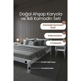 Renazzo Mobilya Letto Masif Çam Karyola ve 2 Adet Komodin Seti - Beyaz - 160 x 200 cm