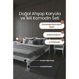 Renazzo Mobilya Letto Masif Çam Karyola ve Iki Adet Komodin Seti- Masif Ahşap Modern Takım - Beyaz - 120 x 200 cm
