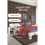 Renazzo Mobilya Letto Mdf Modern Karyola - 1. Sınıf 18 mm Mdf Tasarım Masif Görünümlü Sağlam Karyola - Beyaz - 160 x 200 cm