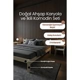 Renazzo Mobilya Letto Model Masif Ahşap Karyola Ve 2 Adet Komodin Kolay Kurulum Fırınlanmış İthal Sibirya Çamı 90x200 Yatak Uyumlu 2 Adet Komodin Vernikli