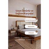 Renazzo Mobilya Lilyum Model Hazeran Başlıklı Masif Ahşap Karyola Kolay Kurulum Fırınlanmış İthal Sibirya Çamı 100x200 Yatak Uyumlu Ceviz