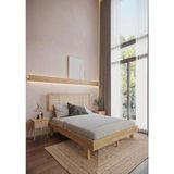 Renazzo Mobilya Lilyum Model Hazeran Başlıklı Masif Ahşap Karyola ve 2 Adet Komodin Kolay Kurulum Fırınlanmış Ithal Sibirya Çamı 100X200 Yatak Uyumlu 2 Adet Komodin - Vernikli - 100 x 200 cm