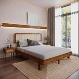 Renazzo Mobilya Lilyum Model Hazeran Başlıklı Masif Ahşap Karyola ve 2 Adet Komodin Kolay Kurulum Fırınlanmış Ithal Sibirya Çamı 90X190 Yatak Uyumlu 2 Adet Komodin - Ceviz - 90 x 190 cm