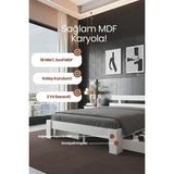 Renazzo Mobilya Lotus 4 Çekmeceli Mdf Karyola - 1. Sınıf 18 mm Mdf ve Tekerlekli Geniş Çekmeceli Modern Karyola - Beyaz - 180 x 200 cm