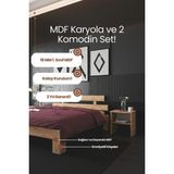 Renazzo Mobilya Lotus Çift Kişilik Mdf Karyola ve 2 Komodinli Set - 120 x 200 cm
