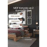 Renazzo Mobilya Lotus Iki Çekmeceli Karyola ve Iki Adet Komodin Seti - Birinci Sınıf 18 mm Mdf Karyola - Beyaz - 200 x 200 cm