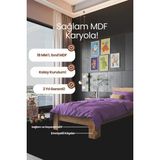 Renazzo Mobilya Lotus Mdf Tek Kişilik Modern Karyola - 1. Sınıf 18 mm Mdf Kademeli Başlık Sağlam Karyola - 90 x 200 cm